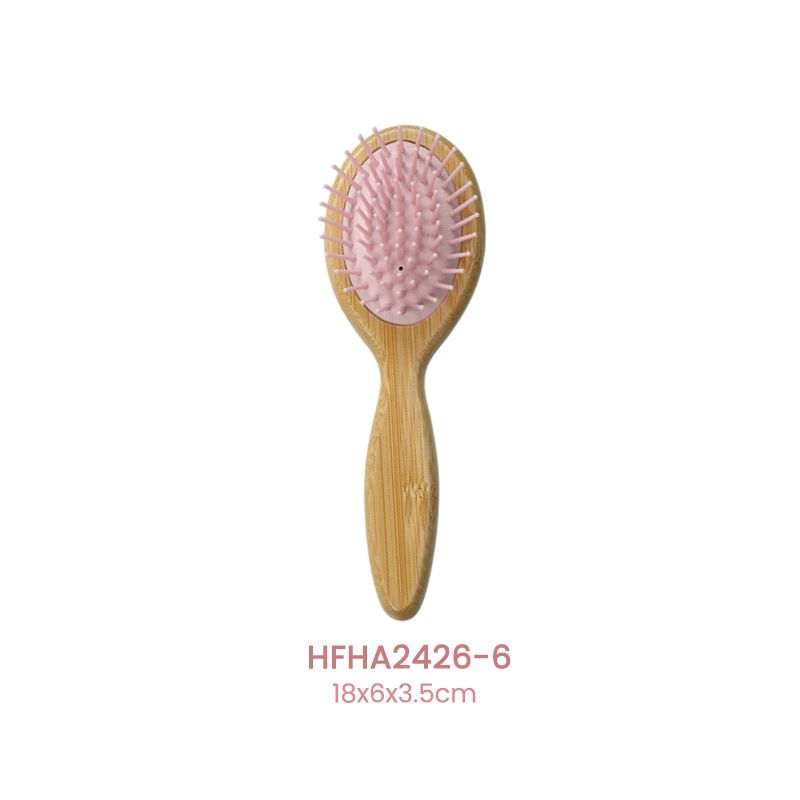 FSC バンブー パドル ヘアブラシ ピンク クッション さまざまなマッサージピン付き