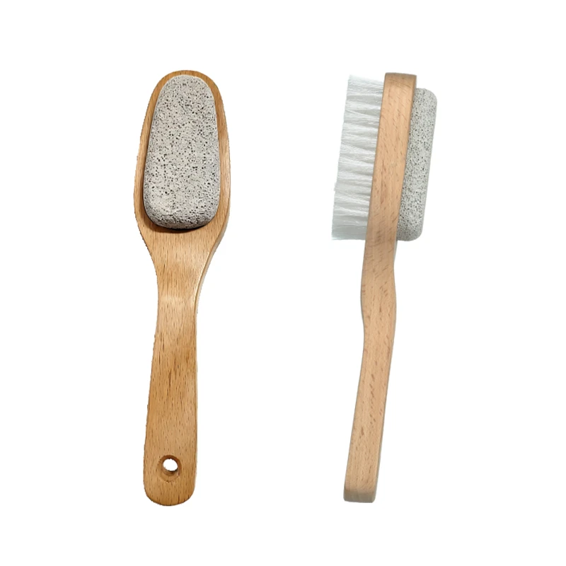 2 In I ウッドペディキュア フットブラシ 軽石付き