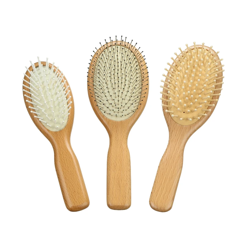 ブナ無垢材 オーバル エア クッション ヘアブラシ セット