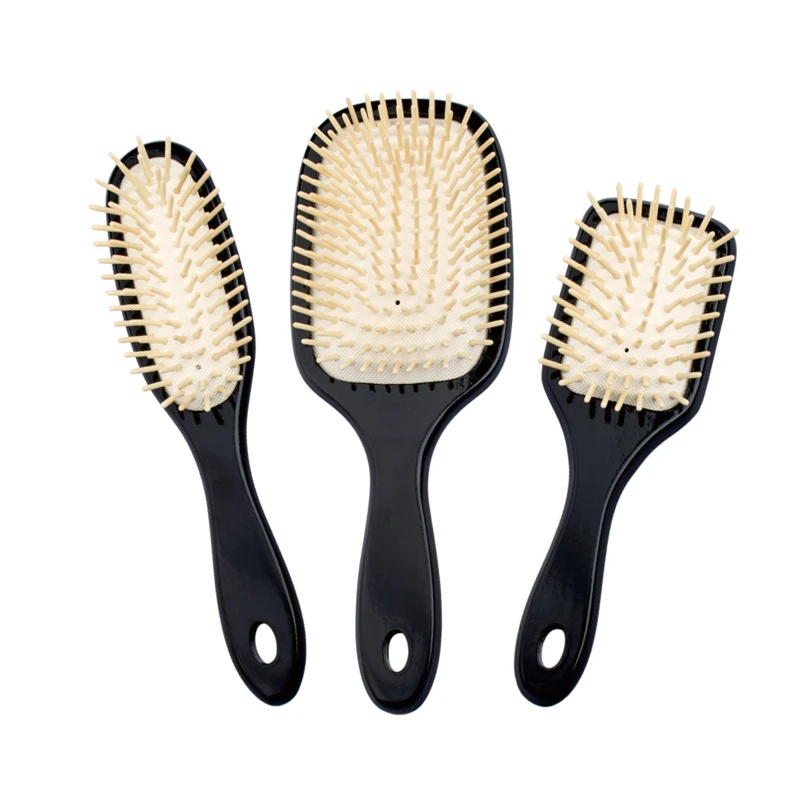 Schima Superba 木製ピン 頭皮マッサージパドルヘアブラシ