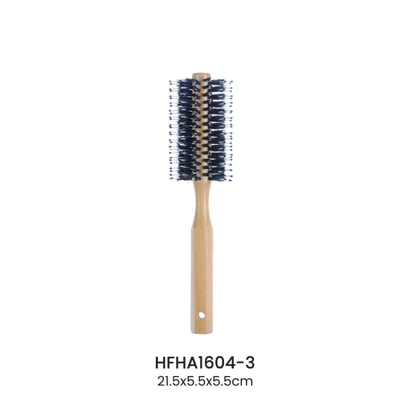 カスタムミックスドブラッスル木製丸型スタイリングヘアブラシ