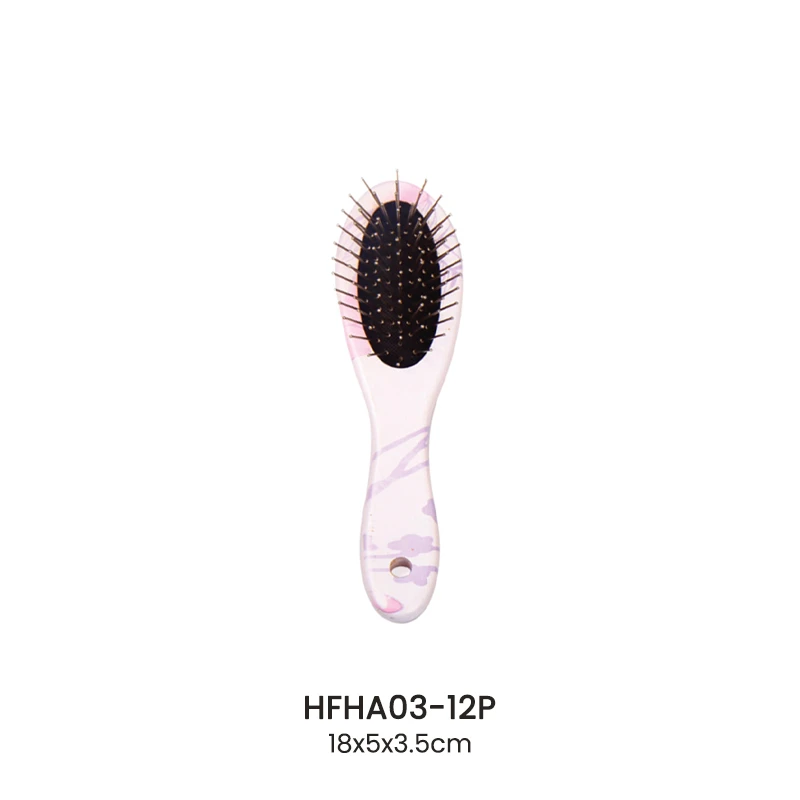 木製とナイロンのピンが付いたユニークなプリントヘアブラシ